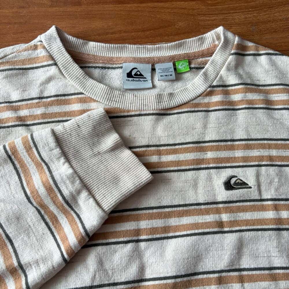 Quiksilver Men's Striped Long Sleeve Crewneck Sweatshirt M